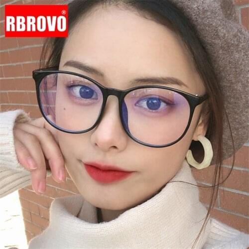 RBROVO 2021 Round Oversized Glasses Frame Women Blue Light Glasses Women/Men Luxury Eyeglasses Frame Women Brand Oculos De Sol