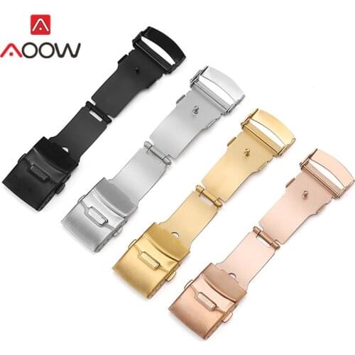 16mm 18mm 20mm 22mm Stainless Steel Watchband Clasp Folding Buckle with Safety Push Button Band Strap Watch Repair Accessories