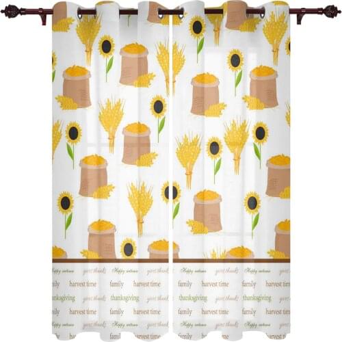 Living Room Curtains Wheat Ears Sunflower Home Decoration Curtains For The Room Kitchen Study Bathroom Window Valance Curtains