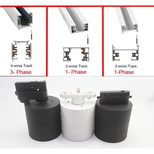 ONDENN 3 Wires 1 Phase COB 15W 20W LED Track Light Rail Lamps AC85-265V LED Track Spotlight for Home Store Shops Indoor Lighting