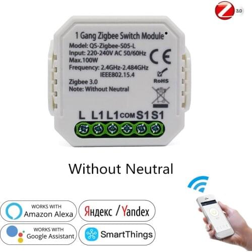 Tuya ZigBee 3.0 Smart Light Switch Relay Module Mini 1 Gang Remote Voice Control Switches IP20 Smart Home For Alexa Google Home