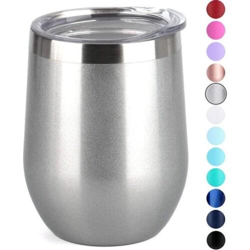 Vacuum Insulated Wine Glass Cup With Lid Insulated Wine Glass Double-Layer Durable Coffee Cup Use Champagne Cocktail Beer Office