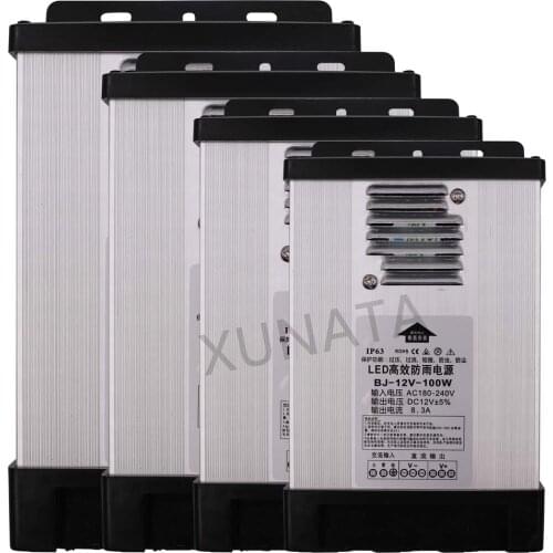 DC 5V 12V 24V 60W 100W 200W 400W IP63 Rainproof Power Supply Transformer Driver Switch for LED Strips