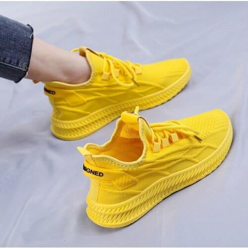 Fashion Spring Female Sneakers Women Shoes Korean Mesh Yellow Ladies Shoes Woman Lace Up Red Black Casual Shoes Breathable 2021