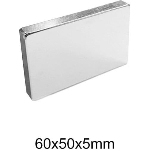 1/2PCS 60x50x5 N35 Thick Strong Neodymium Magnets Block Permanent Magnet 60x50x5mm Powerful Magnetic Magnet sheet 60*50*5 mm