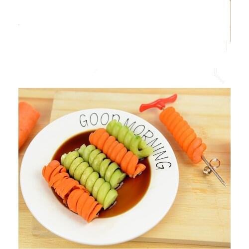 1PC Stainless Steel Spiral Knife Creative DIY Cucumber Rotary Roll Fruit Vegetable Twist Knife Wave Knife Potato Slicer LB 281