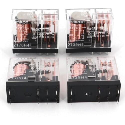 10Pcs Omron G2R-2 DC12V 24V 8Pin PCB Mount DPDT Power Relay 5A/250VAC