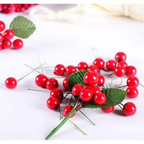100pcs Artificial Red Holly Berry Christmas DIY Garden Home Decorations Navidad 2020 Natal New Year Christmas Supplies Kerst