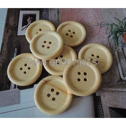 250pcs 25mm Unfinished Natural Wood wooden button 4 holes No varnish for your handmade piece diy craft project pine edged