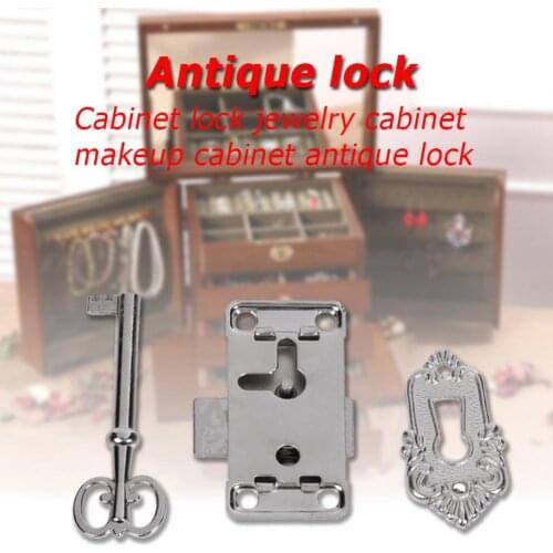 3pcs/set Classical Lock Restore Antique Drawer Jewelry Cabinet Furniture Hardware Lock Body Drawer Lock with Key