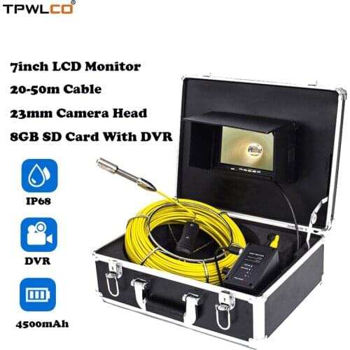 7inch LCD IP68 Waterproof Snake Video Inspection System With DVR Recording 20-50m Pipe Cable Length 23mm High-performance Camera