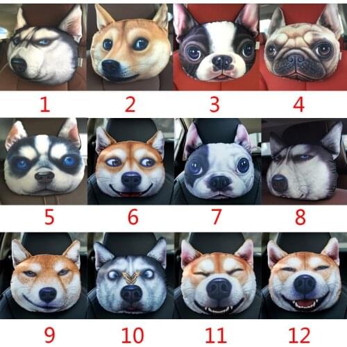3D Printed Schnauzer Teddy Dog face Car Headrest Neck Rest Auto Neck Safety Cushion With Activated carbon Dropship