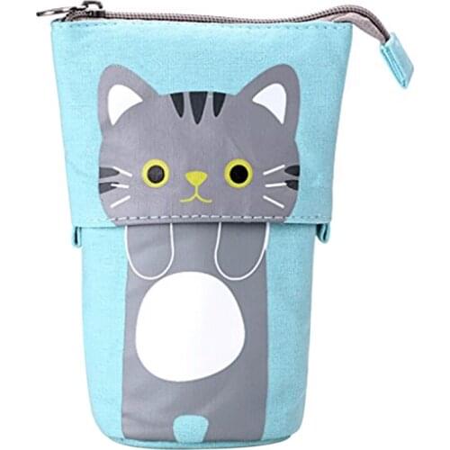 Pencil Case Cute Carton Stand Up Pencil Holder Stationery Organizer Kids Gift Cosmetics Pouch for Students