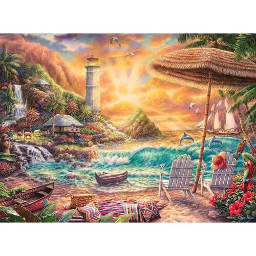 Diy 5D Diamond Painting Cross Stitch Kits Scenery Drill Full Square/Round Seaside lighthouse Diamond Embroidery Home Decor Gift