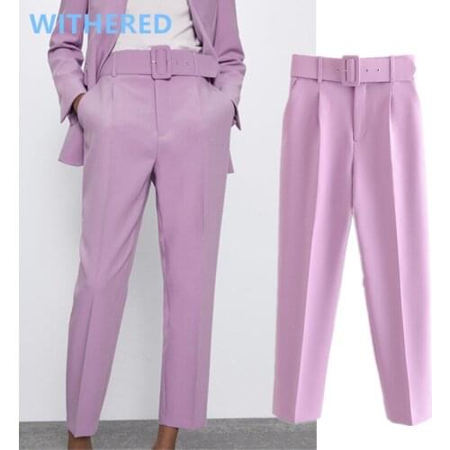 Jenny&Dave women pantalonesengland office lady solid candy color straight ankle suits pants mujer pantalon femme trousers women