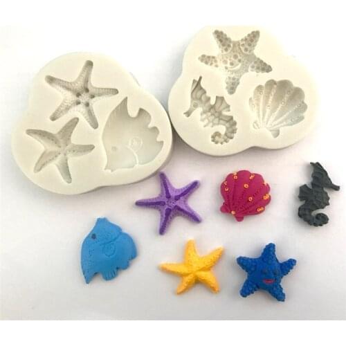 1PC Starfish Shells Shaped Fondant Silicone Mold DIY Cake Baking Tool Cake Decorating Tools Chocolate Biscuits Mold