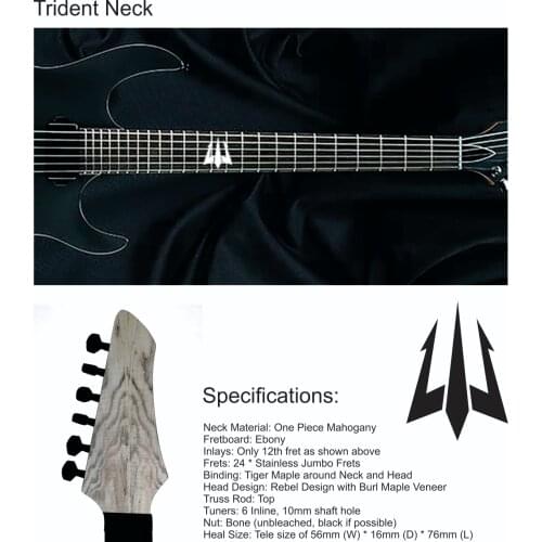 Customized electric guitar neck.one piece mahogany with inlay like image pass thru 11 12 13 fret.no paint.no logo