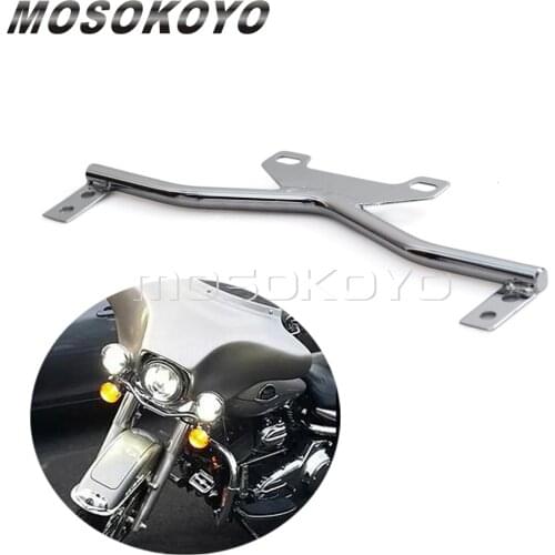 Chrome Motorcycles Front Headlight Spot Fog Lights Holder For Kawasaki Harley Street Fat Bob FXD/FXR Indicator Mount Bracket Bar