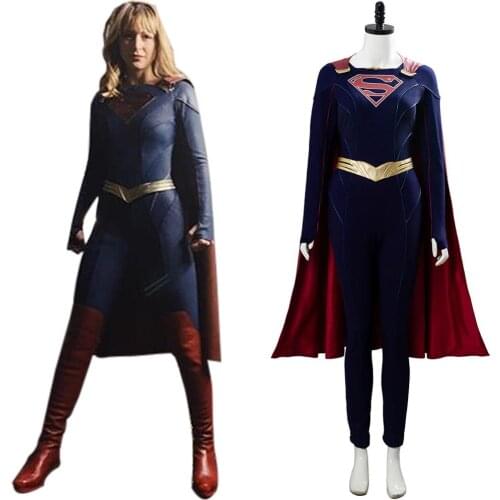 New Kara Zor-El Danvers Cosplay Costume Outfit Jumpsuit Cape Belt Halloween Carnival Ourfit