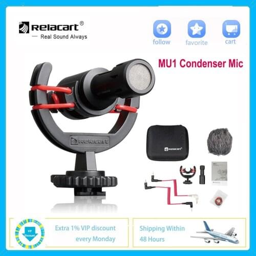 Relacart MU1 Condenser Shotgun Microphone Studio Mic for DSLR Camera Smartphones Tablet for Tik Tok Youtube Vlog Video Recording