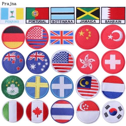 Prajna National Flag Patch Kazakhstan Iron On Patches Embroidery Patches For Clothing Stripes DIY Clothes Jacket Jeans Appliques
