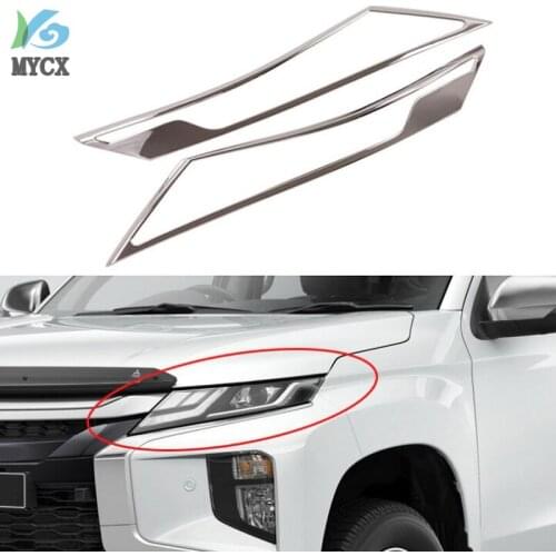 Headlights Cover For Mitsubishi L200 Triton 2019 2020 Ram 1200 Strada Strakar Barbarian ABS Chrome