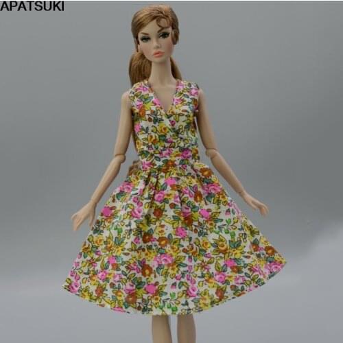 Summer Flower Floral Dress For Barbie Doll Outfits Fashion Doll Clothes Party Dress Clothes For Barbie Doll 1/6 Doll Accessories