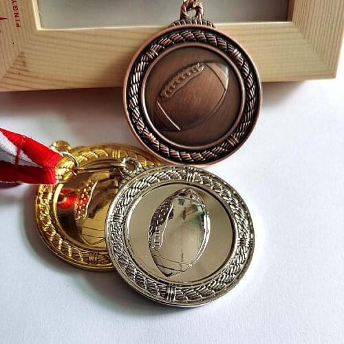 Rugby Medals Gold Color and Silver Color and Branze Color With Ribbon=5.0CM
