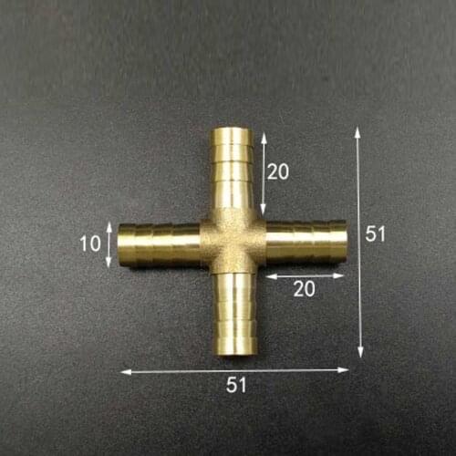Hose Barb 10mm 4 Way Splitter Cross Brass Connector Coupling Adapter Fitting