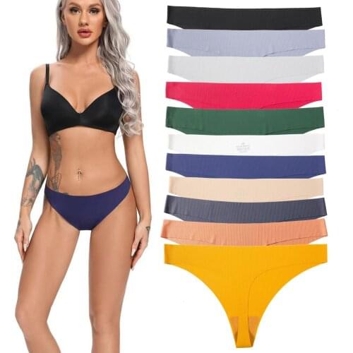 Women ruffles Underwear Invisible Seamless T Panties G-String Female Sexy Thongs Intimates Lingerie Ladies Briefs 1pcs dzk30