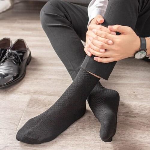 5 Pairs/Lot Men Bamboo Fiber Socks Men Compression Summer Long + Short Socks Business Casual Mens Sock Gifts 39-43 No Box