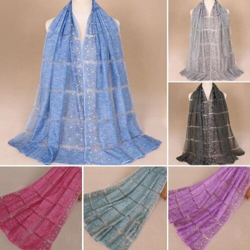 New Women Hot Drilling Hijab Shawl Scarf Muslim Scarves Plain Head Headband Wrap Headscarf Turban Islamic Pashmina Cape 170*75CM