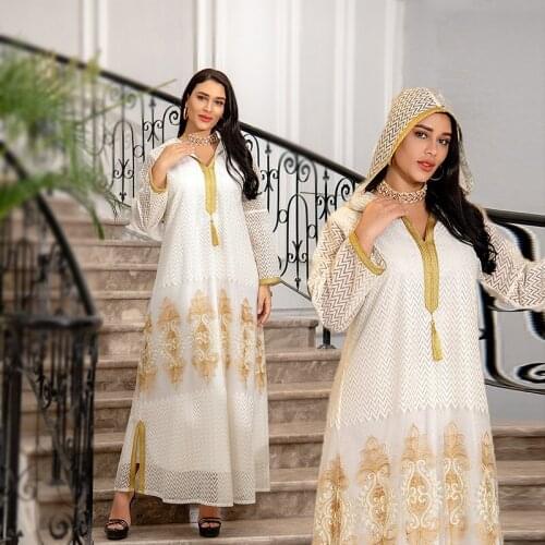 Hooded Abaya Dress Plus SizeFashion Eid Embroidered Middle East Dubai Kaftan Turkey Muslim Jalabiya Maxi Dresses Breathable 2021