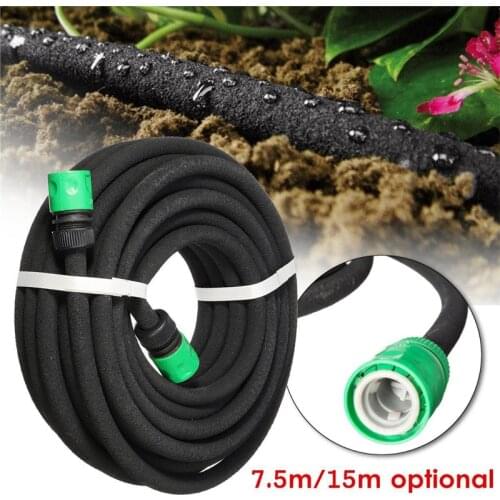 7.5/15m Porous Soaker Hose Micro Drip Irrigation 4/9mm Leaking Tube Anti-aging Permeable Pipe Garden Watering Hose Reel Tabaco