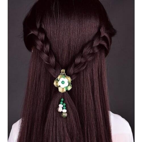 Retro Coloured Glaze Petal Delicate Golden Sand Coloured Glaze Hairpin Clip Original Ancient Ethnic Style Hair Jewelry