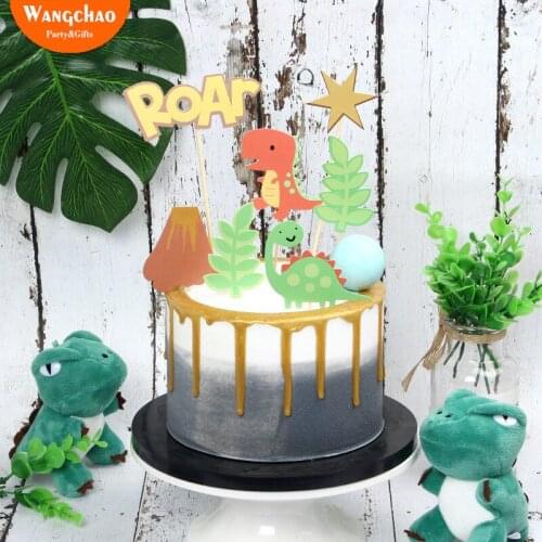 Roar Jurassic Dinosaur Cake Topper Cartoon Birthday Cake Decoration Boy Happy Birthday Cake Decoration Party Supplies