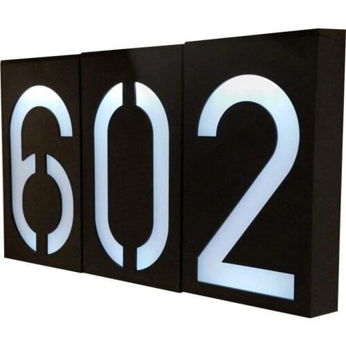 Solar Powered 0-9 LED Light House Address Number Street Road Doorplate Wall Lamp Home Door Address Plate