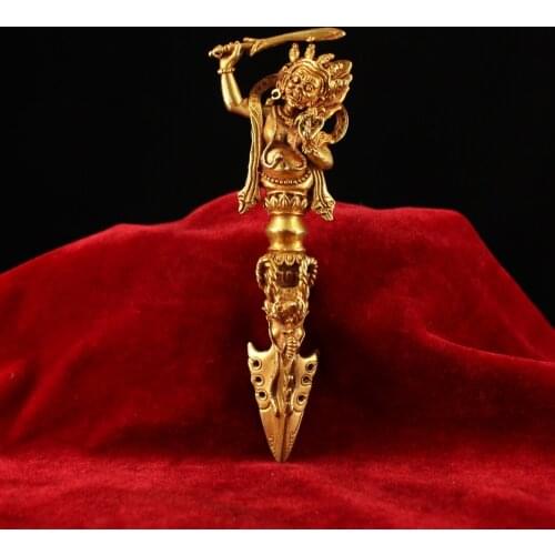 Tibetan Buddhist handmade Vajra Guardian Puba subduing pestle ,Pure copper Vajry Pestle