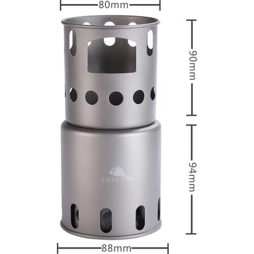 TOAKS Outdoor Camping Hiking Backpacking Ultralight Titanium Wood Stove Burning Stove (Small) Outdoor Titanium Ti Cooking System