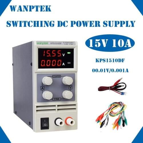 Wanptek KPS1510DF KPS1505DF 15V 10A 5A 110V-230V 0.1V/0.001A EU/US/AU LED Digital Adjustable Switch DC Power Supply mA Display