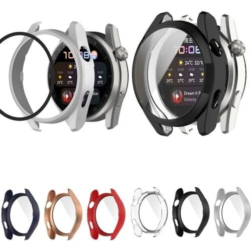 Hard Edge Shell Full Glass Screen Protector Case Frame For Huawei Watch 3/3 Pro 48/46mm Smartwatch 3pro Protective Bumper Cover