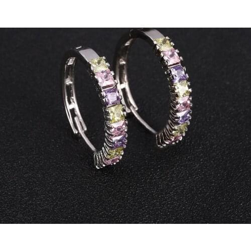 ZOSHI 2020 New shine Color Women Small Earrings Fashion Fine Jewelry Luxury Colorful Crystal Stud Earrings Wholesale