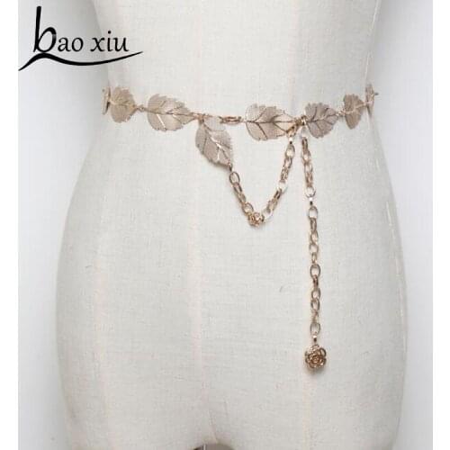 2020 womens New fashion Luxury gold tassel chain Belt Leaf metal Flower belt Party Gifts Wedding Dress Belt Accessories Female