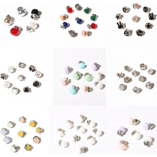 1 Set Imitation Pearl Beads Circle Brooch PU Button Women Zircon Fashion Brooches Colourful Pins Jewelry Accessories
