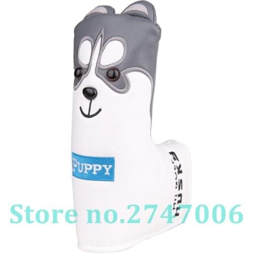 1pc Golf Club Putter Head Cover Soft PU Leather with Husky Shaped Magnet Blade Putter Headcover