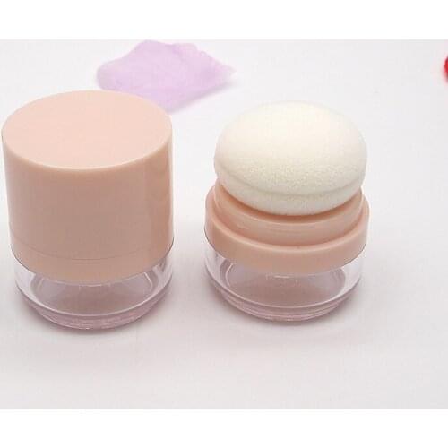 100pcs 5g Pink Clear Plastic Cosmetic Empty Jar Pots Eyeshadow Plastic Loose Mushroom Powder Jar Powder Puff Boxes