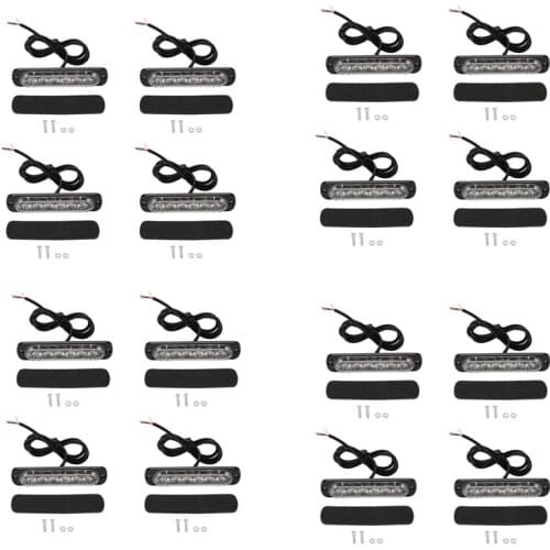 4PCS Universal Super Thin 6LED Car 12-24V Truck Warning Caution Emergency Construction Flashing Strobe Light Bar