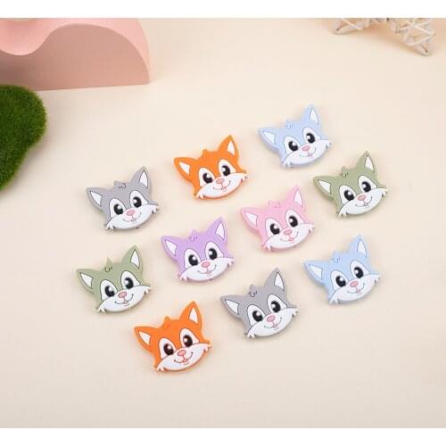 Sunrony 50pcs Cartoons Fox Baby Rodent BPA Food Free Silicone Teething Nursing Pacifier Clip Silicone Beads