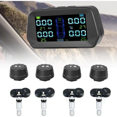 Smart Car TPMS Tyre Pressure Monitoring System Solar Power Digital LCD Display Auto Security Alarm Systems Tyre Pressure