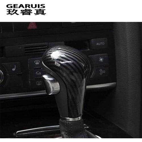 Car Styling For Audi A4 B7 A5 A6 C6 Q5 Q7 automatic speed gear shift knob head carbon fiber covers Stickers interior Accessories